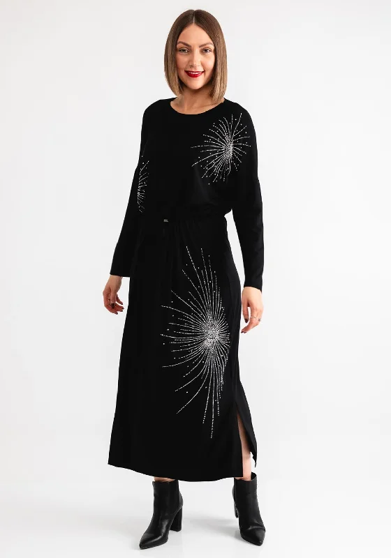 Can't Be Beat Malissa J Embellished Drawstring Waist Dress, Black