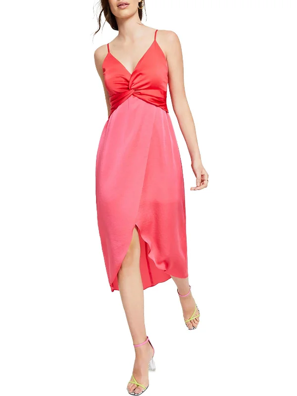 Womens Twist Front Hi Low Wrap Dress