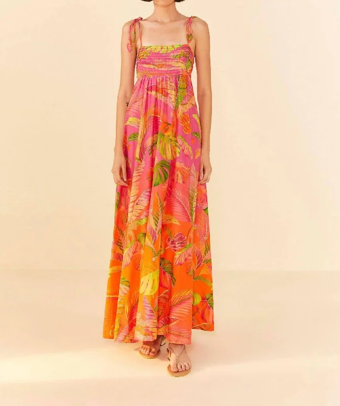 Ombre Forest Maxi Dress In Orange