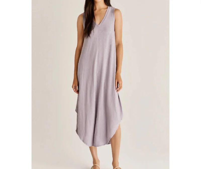 Reverie Slub Dress in Lavender Ash