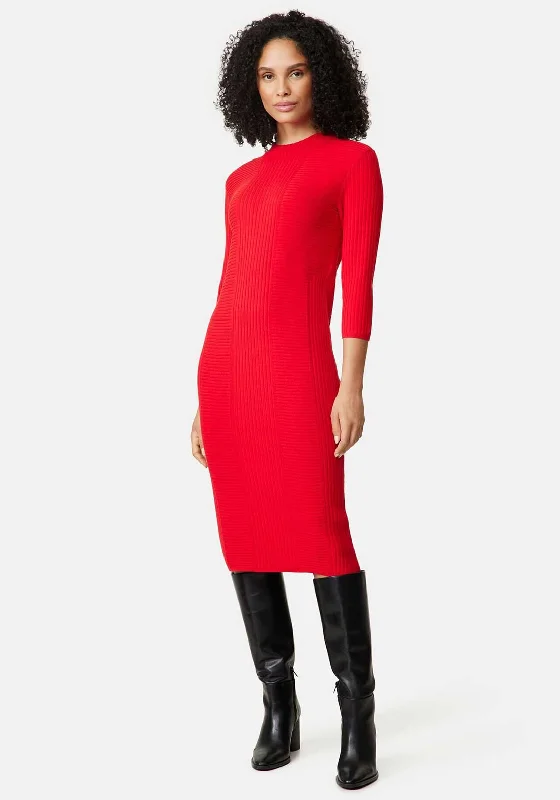 Last Chance Gerry Weber Ribbed Knit Midi Dress, Red