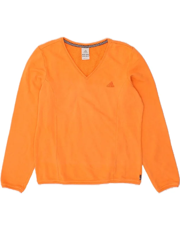 ADIDAS Womens Sweatshirt Jumper UK 16 Large  Orange Cotton