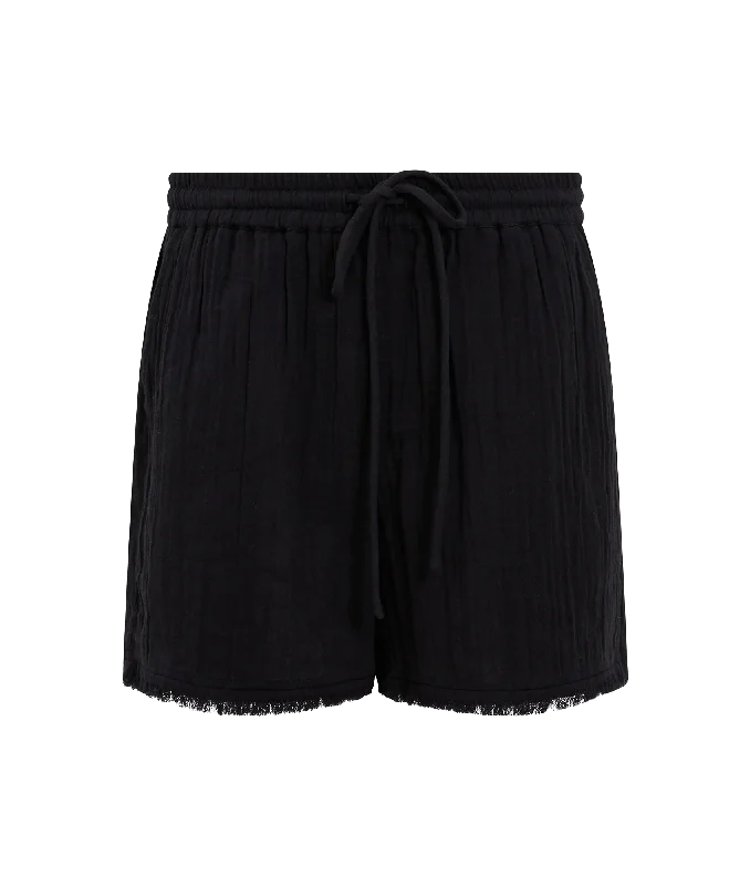 Fray Edge Detail Shorts - Black