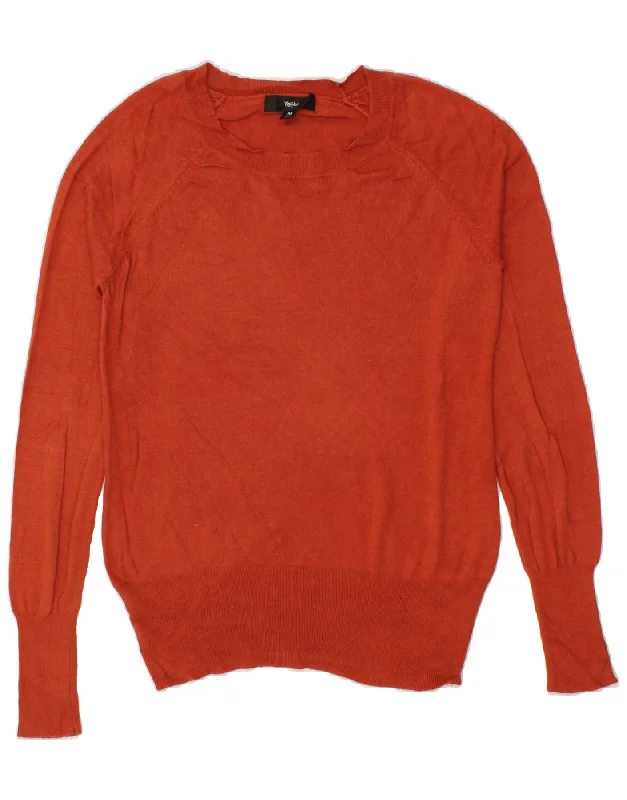 MOSSIMO Womens Boat Neck Jumper Sweater UK 12 Medium Orange Nylon