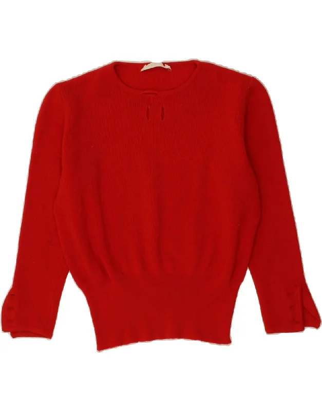 VINTAGE Womens Crew Neck Jumper Sweater IT 44 Medium Red