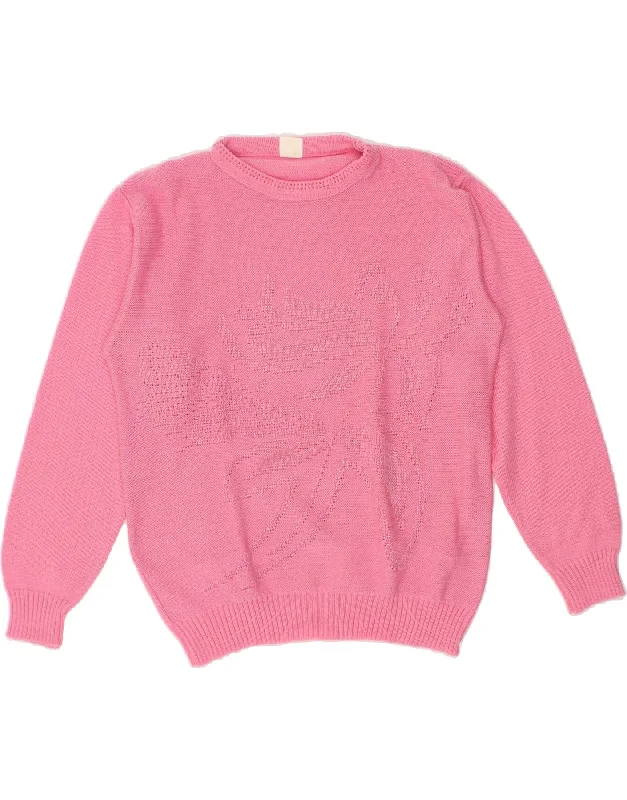 VINTAGE Womens Boat Neck Jumper Sweater UK 14 Medium Pink