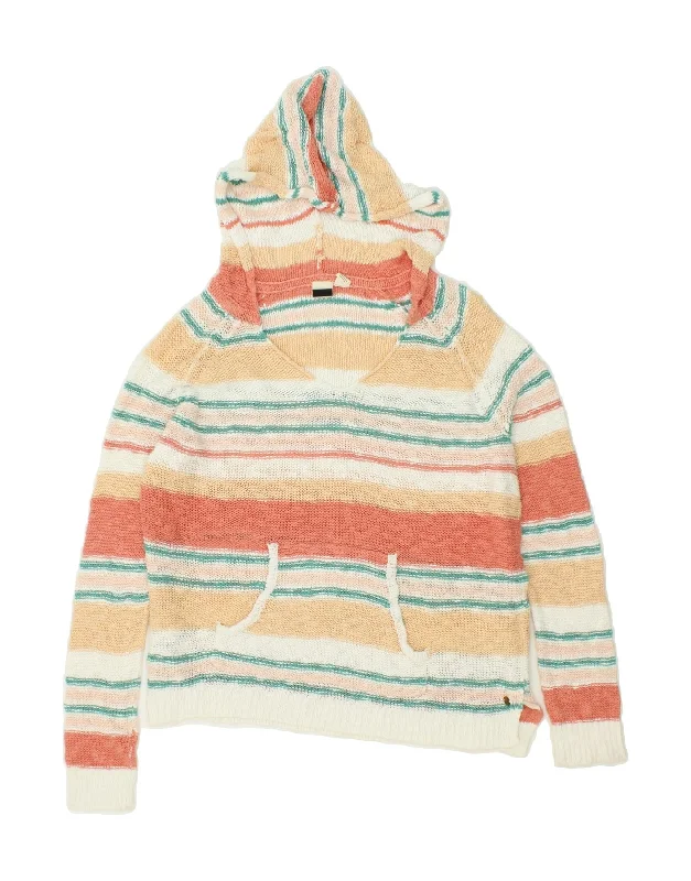 ROXY Womens Oversized V-Neck Jumper Sweater UK 18 XL Multicoloured Striped