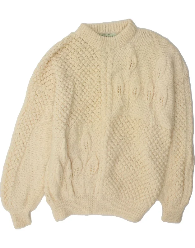 CRANA HANDKNITS Womens Turtle Neck Jumper Sweater UK 16 Large Off White