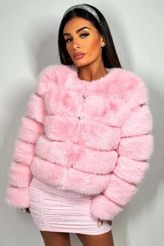 Baby Pink Faux Fur Bubble Coat