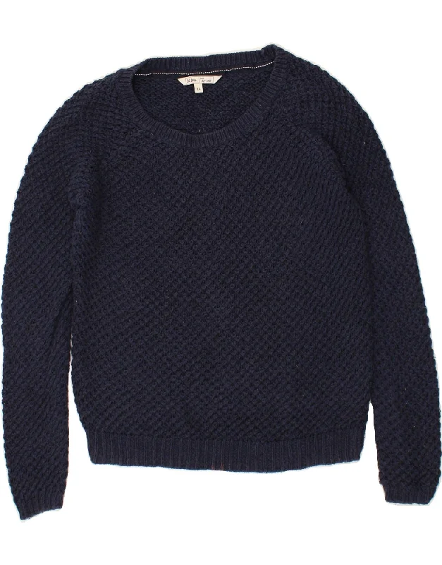 FAT FACE Womens Boat Neck Jumper Sweater UK 14 Large Navy Blue Cotton