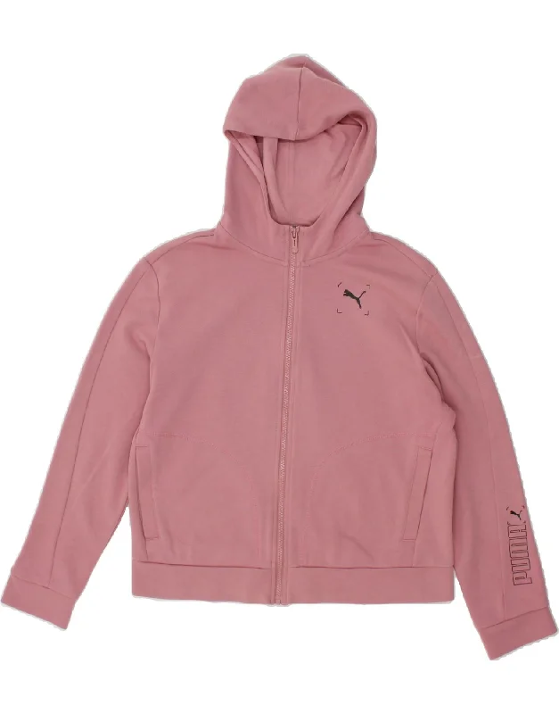 PUMA Womens Graphic Zip Hoodie Sweater UK 10 Small Pink Polyester