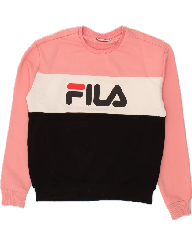 FILA Womens Oversized Sweatshirt Jumper UK 10 Small Multicoloured