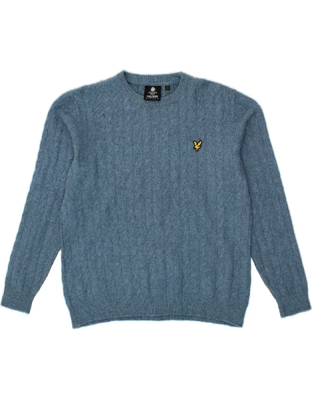 LYLE & SCOTT Womens Crew Neck Jumper Sweater UK 16 Large Blue Cotton