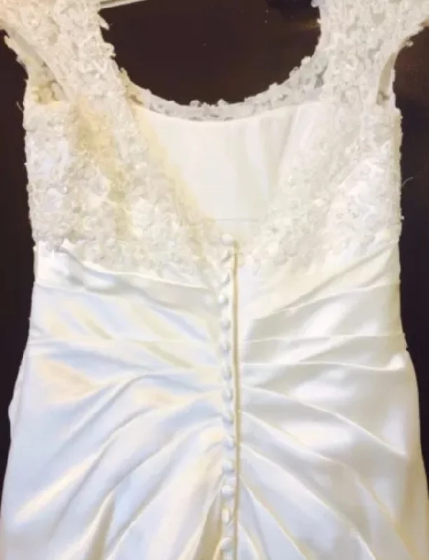 Final Markdown David's Bridal Charmeuse Gown with Lace Keyhole Back