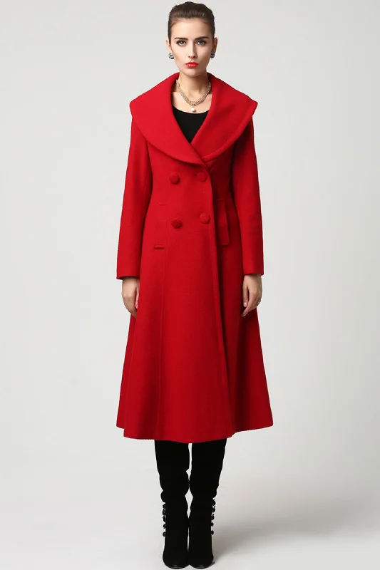 Red wool coat winter warm women coat 1116#