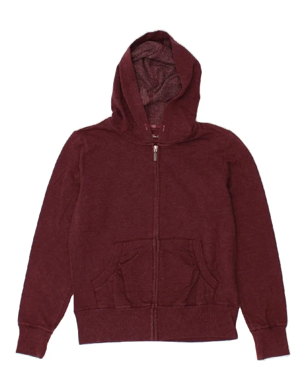 EDDIE BAUER Womens Zip Hoodie Sweater UK 10 Small Burgundy Cotton