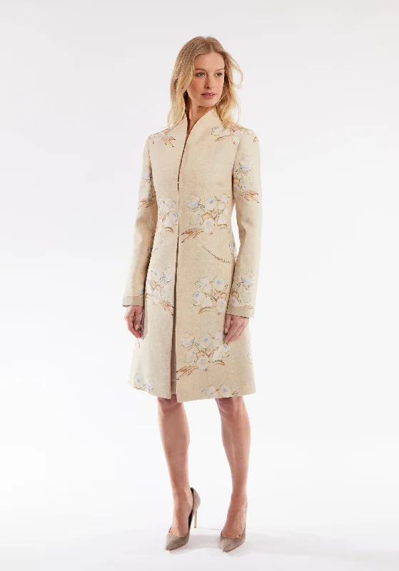 Libby Coat | Jean Oyster Floral Linen