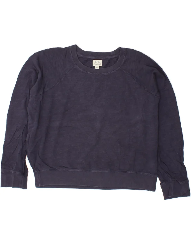 J. CREW Womens Oversized Crop Sweatshirt Jumper UK 16 Large Navy Blue