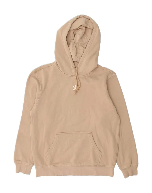 ADIDAS Womens Oversized Hoodie Jumper UK 8 Small Beige Cotton