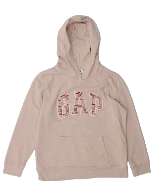 GAP Womens Graphic Hoodie Jumper UK 14 Medium Pink Cotton