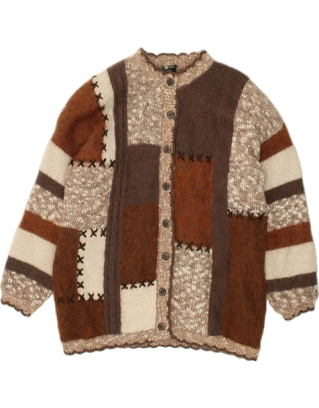 YOUR SIXTH SENSE Womens Cardigan Sweater IT 48/50 XL Brown Patchwork