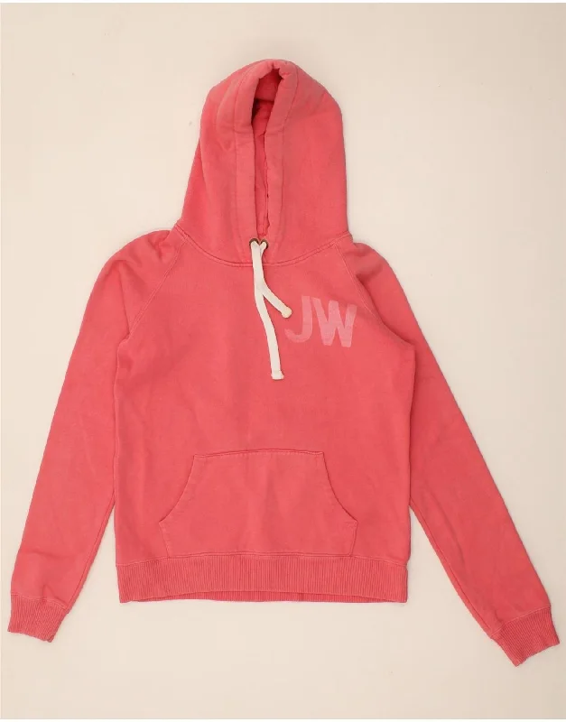 JACK WILLS Womens Graphic Hoodie Jumper UK 12 Medium  Pink Cotton