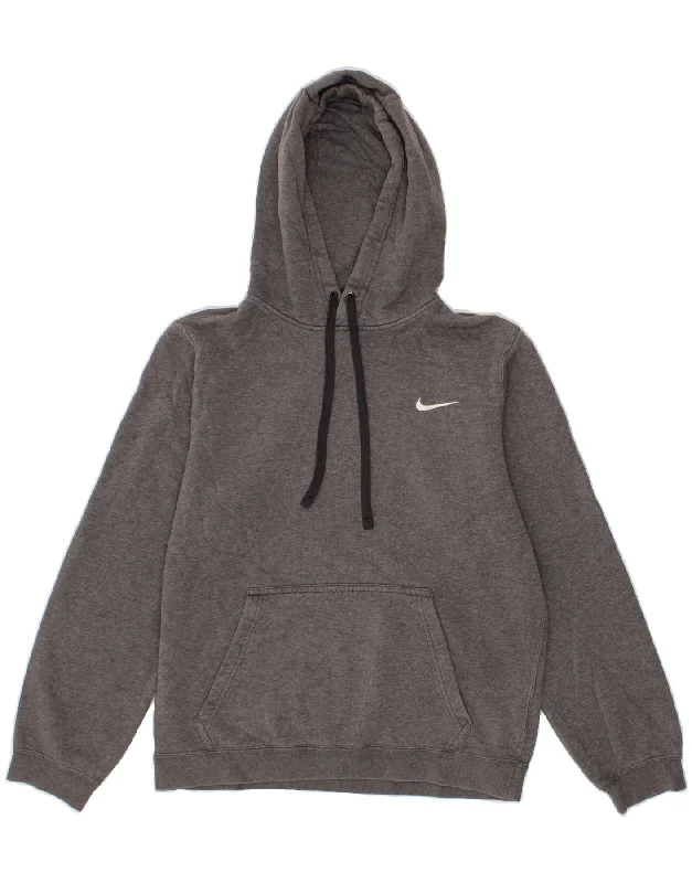 NIKE Womens Oversized Hoodie Jumper UK 10 Small Grey Cotton