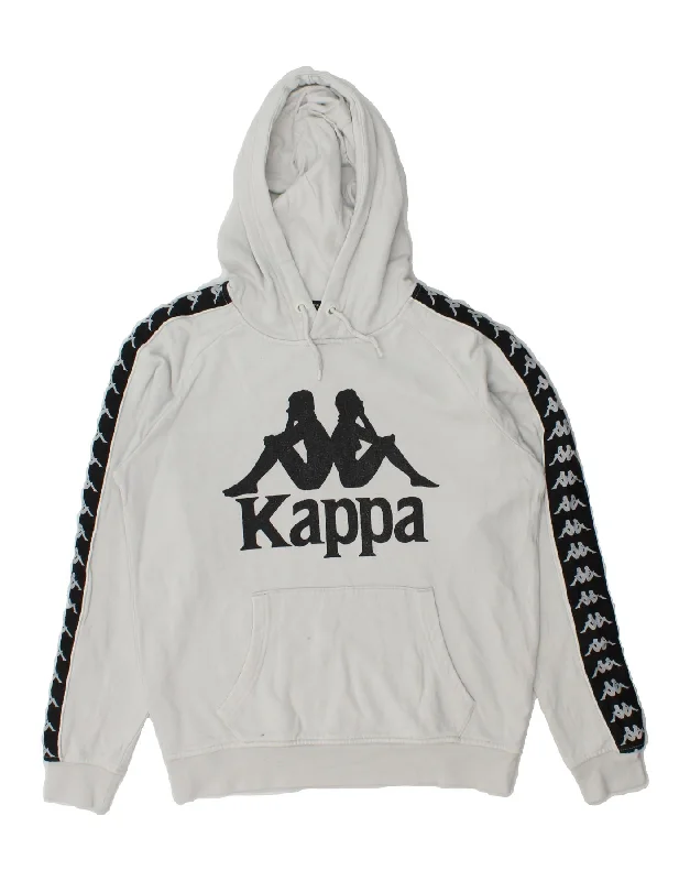 KAPPA Womens Oversized Graphic Hoodie Jumper UK 10 Small White Cotton