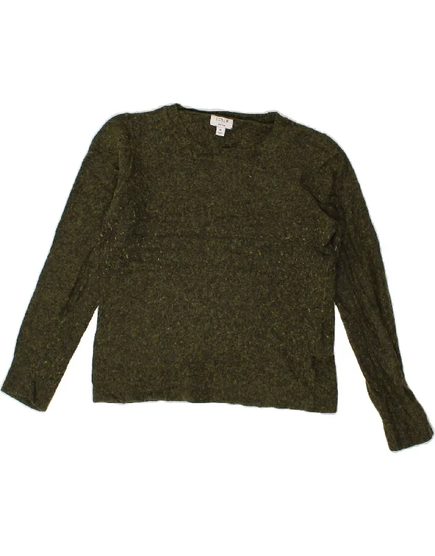 J. CREW Womens Teddie Crop Crew Neck Jumper Sweater UK 14 Medium Khaki