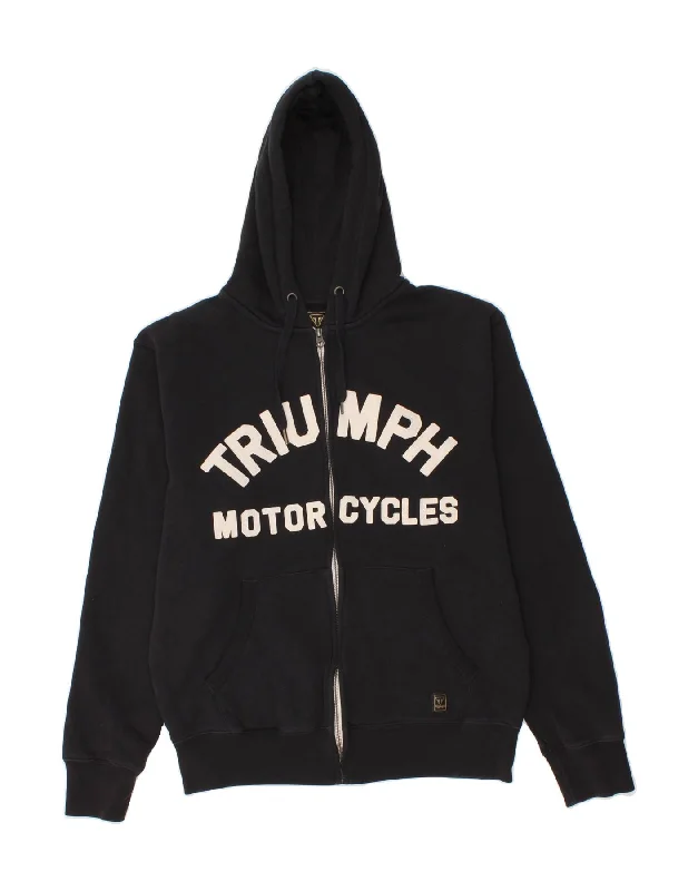 TRIUMPH Womens Graphic Zip Hoodie Sweater UK 18 XL Black Cotton