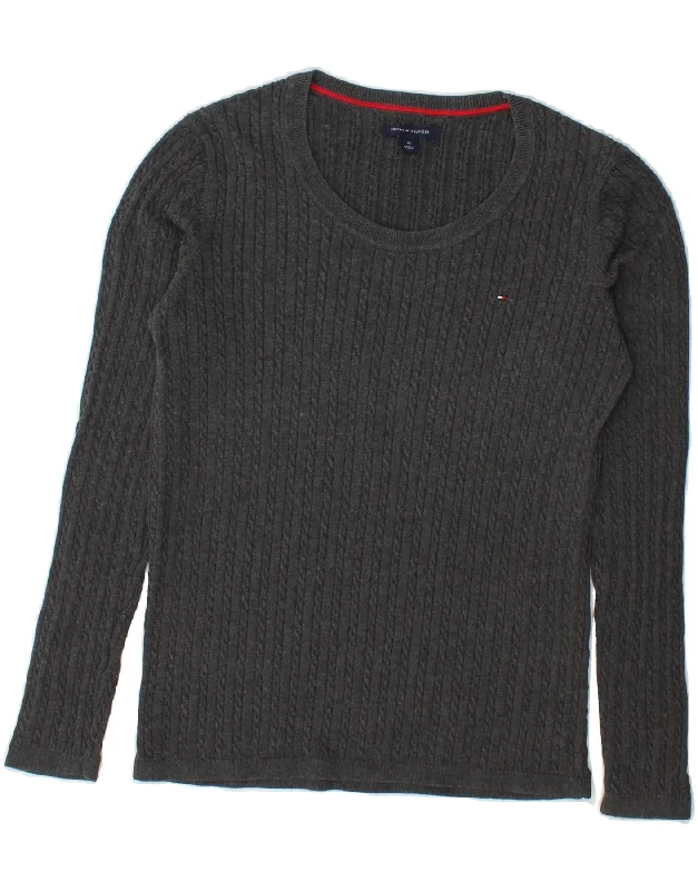 TOMMY HILFIGER Womens Crew Neck Jumper Sweater UK 12 Medium Grey