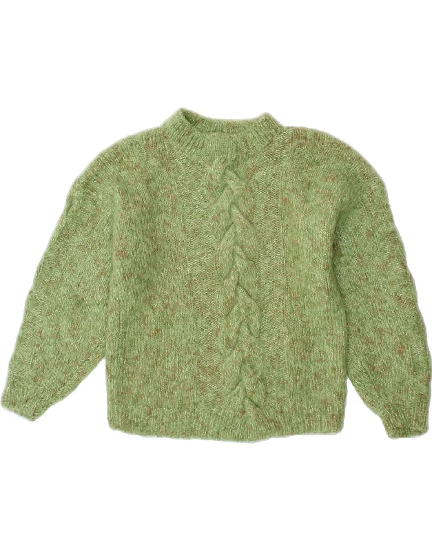 VINTAGE Womens Turtle Neck Jumper Sweater UK 14 Medium Green Flecked