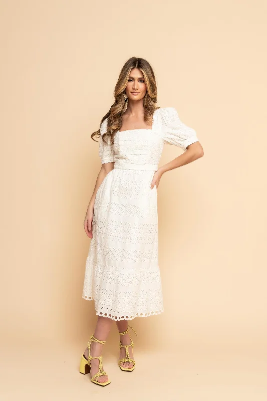 Stock Clearance Eyelet Midi Dress