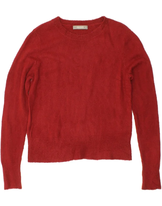 OASIS Womens Crop Boat Neck Jumper Sweater UK 14 Medium Red Polyacrylic