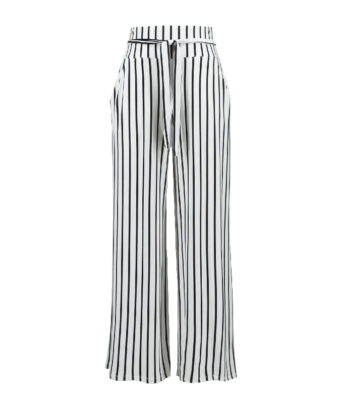 Vertical Stripe Wide Leg Pants Style - White