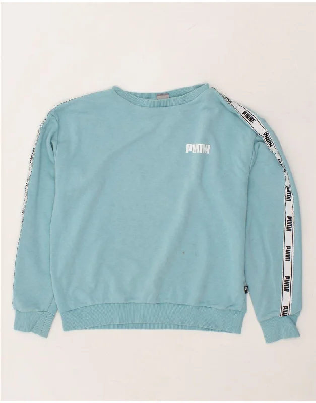 PUMA Womens Graphic Sweatshirt Jumper UK 14 Medium Blue