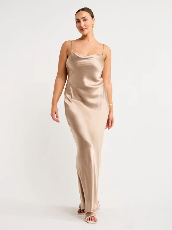 Best Bargains Bec and Bridge Malia Maxi Dress in Smoke Taupe