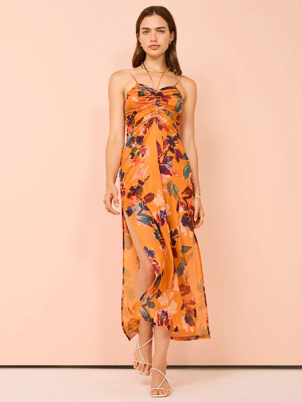 Overstock One Fell Swoop Amara Stretch Doubled Dress in Tangerine Field