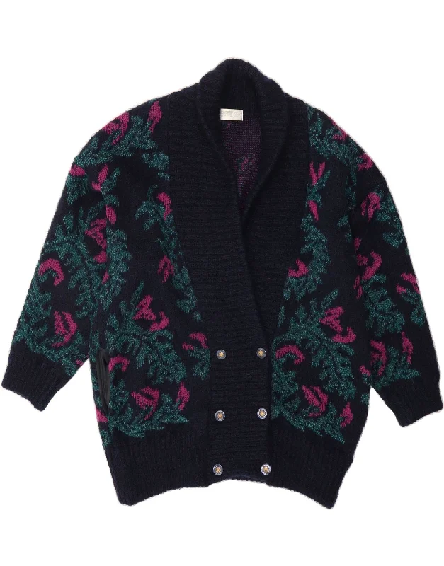 ST. BERNARD Womens Cardigan Sweater UK 14/16 Large Navy Blue Floral