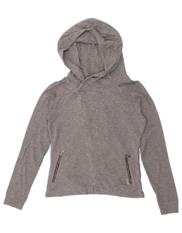 ROXY Womens Zip Hoodie Sweater UK 14 Medium Grey Cotton