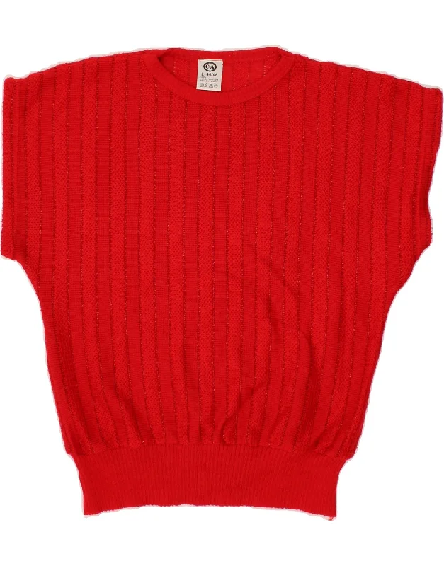 C&A Womens Short Sleeve Crew Neck Jumper Sweater Size 44/46 Large Red