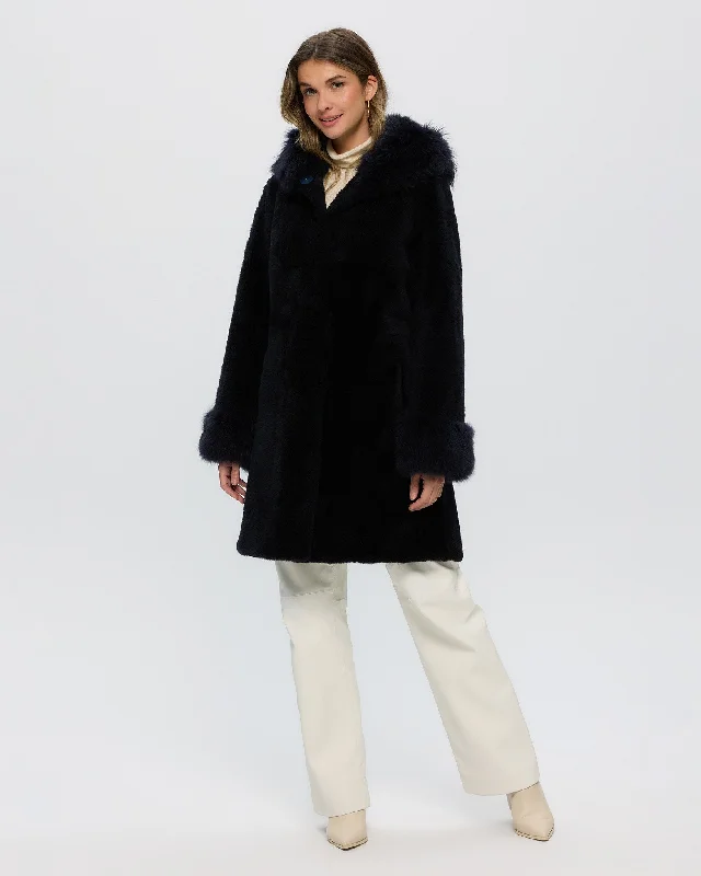 Sheared Select Cashmere Goat Parka with Select Cashmere Goat Hood Trim and Cuffs