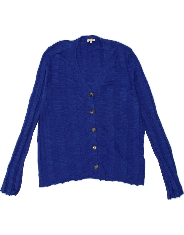 JIGSAW Womens Cardigan Sweater UK 14 Medium Navy Blue Linen