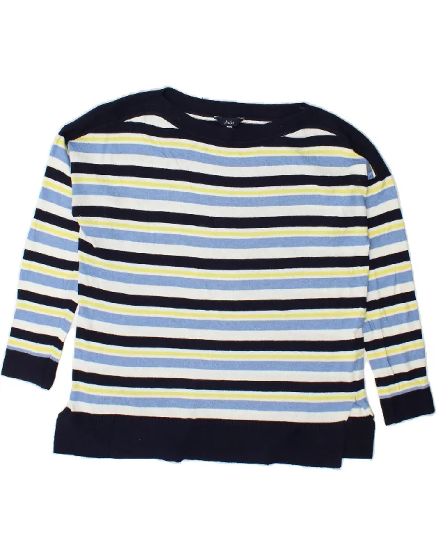 JOULES Womens Boat Neck Jumper Sweater UK 14 Large  Navy Blue Striped