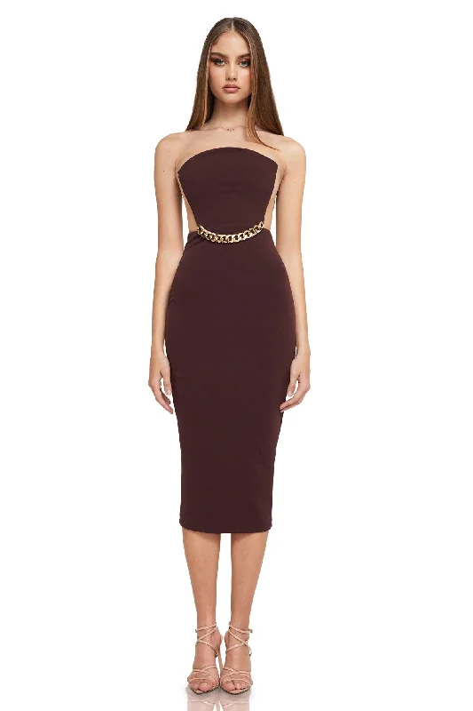 Closeout Sale Nookie Scandal Midi Dress - Chocolate