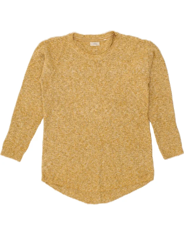 FAT FACE Womens Crew Neck Jumper Sweater UK 8 Small Yellow Cotton