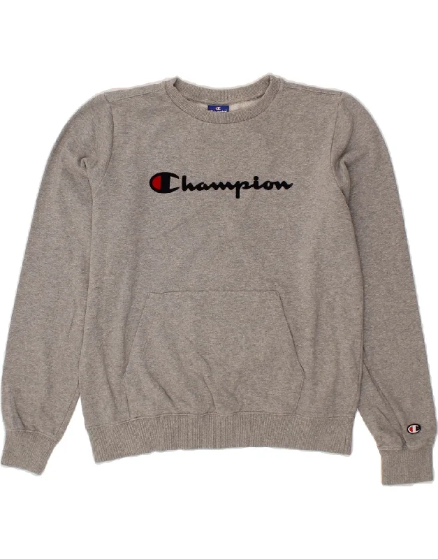 CHAMPION Womens Oversized Graphic Sweatshirt Jumper UK 10 Small Grey