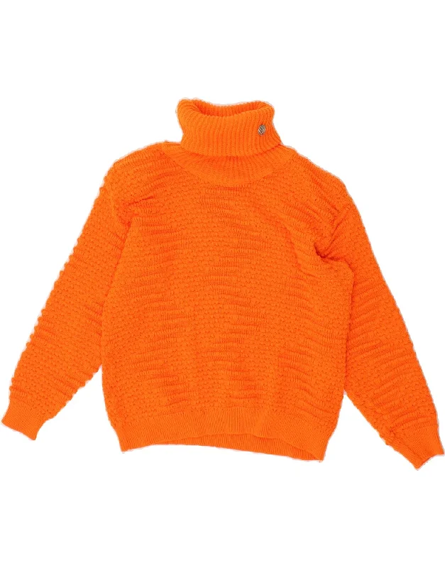 VINTAGE Womens Roll Neck Jumper Sweater UK 14 Medium Orange