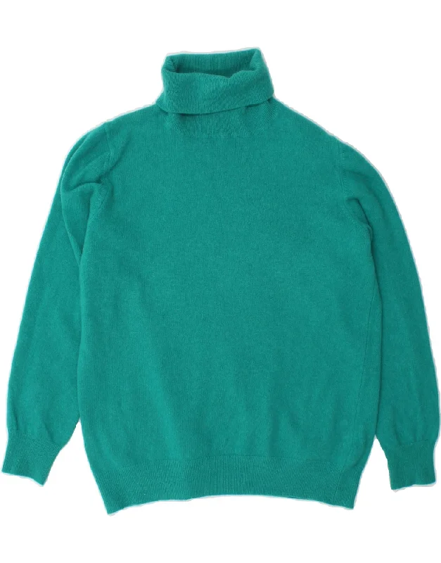 BENETTON Womens Roll Neck Jumper Sweater UK 14 Medium Turquoise Wool