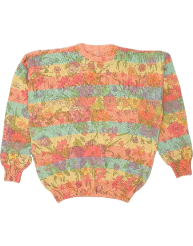 VINTAGE Womens Crew Neck Jumper Sweater EU 46 XL Multicoloured Floral